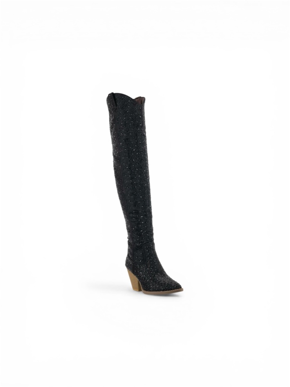 Source Unknown Black Sparkle Over-the-Knee Boot